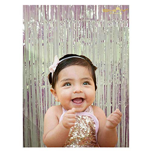 ShiDianYi Foil-Fringe-Curtain,3FTX8FT Tinsel Foil Fringe Phtotgraphy Curtain Backdrop for Wedding (Irridecent White)