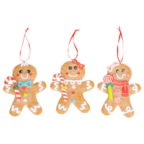 RAZ Imports No Place Like Home Brown Gingerbread Man Clay Dough Christmas Ornaments Set 3