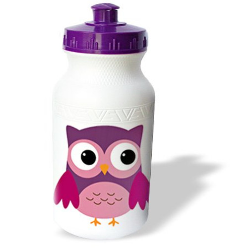 3dRose wb_58278_1 Cute Purple Owl Sports Water Bottle, 21 oz, White 3dRose wb_58278_1 Cute Purple Owl Sports Water Bottle, 21 oz, White