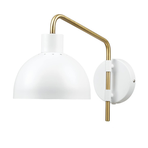 Globe Electric 65548 1-Light Plug-in or Hardwire Wall Sconce, Matte White, Antique Brass Accent Arm, White Fabric Cord, in-Line On/Off Switch, Wall Lighting, Wall Lights for Bedroom, Home Improvement Globe Electric 65548 1-Light Plug-in or Hardwire Wall Sconce, Matte White, Antique Brass Accent Arm, White Fabric Cord, in-Line On/Off Switch, Wall Lighting, Wall Lights for Bedroom, Home Improvement