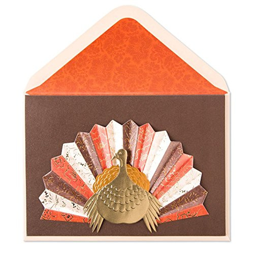 PAPYRUS Thanksgiving Cards Turkey With Pleated Tail, 1 EA