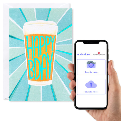 American Greetings Personalized Video Birthday Card (Cheers To You) - Record Your Own Video Message