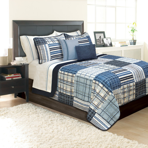 Safdie & Co. 60503.3K.13 Quilt 3Pc Set Duncan K Navy, King