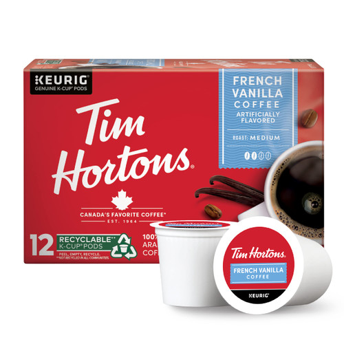 Tim Hortons French Vanilla Coffee, Single-Serve K-Cup Pods Compatible with Keurig Brewers, 12ct K-Cups