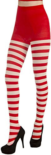 Forum Novelties Women's Adult Christmas Striped Tights, Red/White, One Size