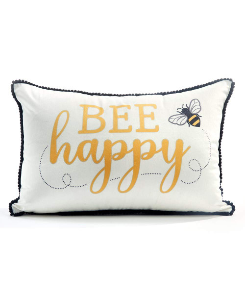 Giftcraft 715577 Polyester Bee Design Pillow Cover-Bee Happy