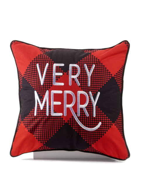 Giftcraft 681794 Christmas Double Sided Pillow Cover with Embroidered Sentiment, 18-inch, Polyester