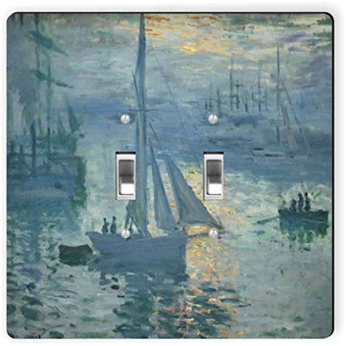 Rikki Knight 3603 Double Toggle Claude Monet Art Sunrise 2 Design Light Switch Plate