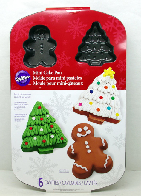 Wilton Mini Christmas Cake Pan - Gingerbread Man & Christmas Tree - 6 Molds Non-stick Wilton Mini Christmas Cake Pan - Gingerbread Man & Christmas Tree - 6 Molds Non-stick