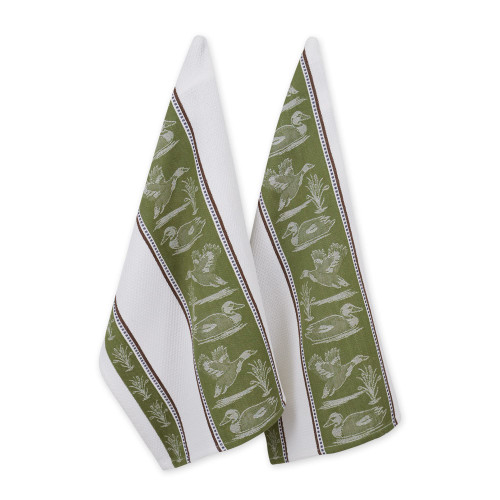 DII Woodlands Collection Dishtowel Set, 18x28, Duck Jacquard, 2 Piece