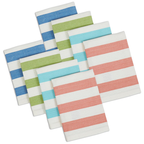 DII Seashore Collection Kitchen, Dishcloth Set, 13x13, Cabana Stripe, 8 Piece