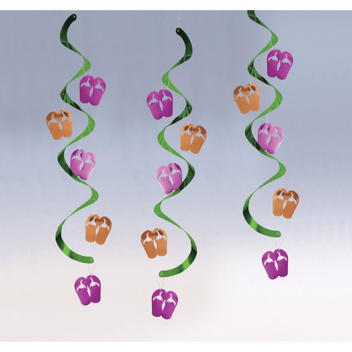 Creative Converting Creative Converting Metallic Foil Flip Flops Dizzy Danglers (5pc Set) Party Supplies and Decorations