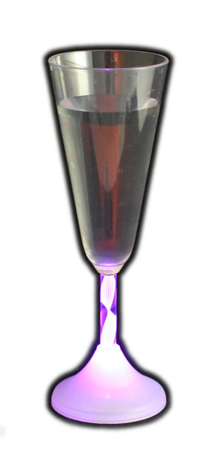 Flashing Panda Set of 4 6 oz LED Light Up Flashing Multi-Color Champagne Glasses / Flutes
