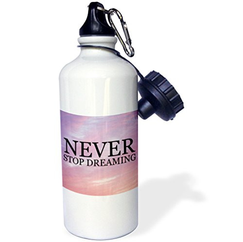 3dRose wb_200721_1 never stop dreaming black letters on red cloud sky background Sports Water Bottle, Multicolored, 21 oz