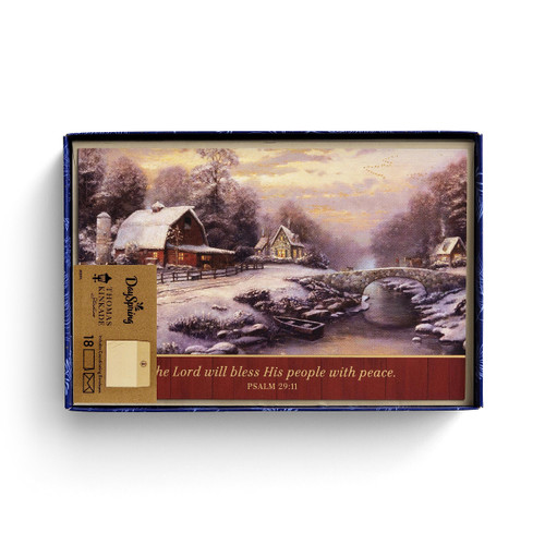 DaySpring - Thomas Kinkade - The Lord Will Bless His People - 18 Christmas Boxed Cards and Envelopes (J3159), Multi