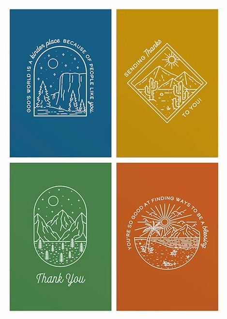 DaySpring - God's World is a Kinder Place - Thank You - 4 Design Assortment with NIV Scripture - 12 Boxed Thank You Cards & Envelopes