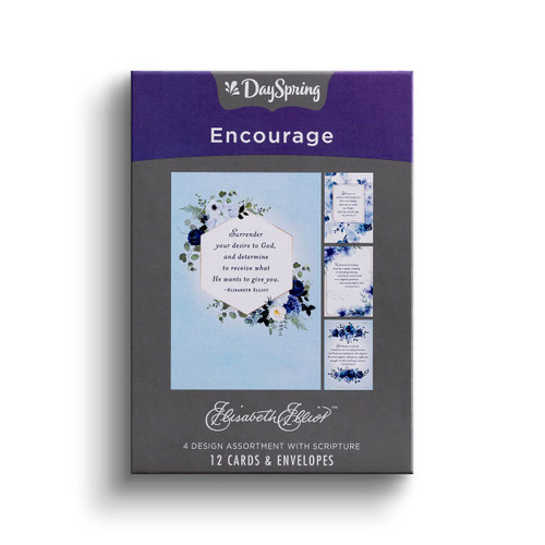 DaySpring - Elisabeth Elliot - Surrender Your Desire to God - 4 Design Assortment with NIV Scripture - 12 Boxed Encouragement Cards & Envelopes (J9179)