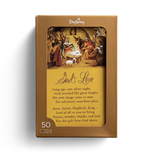 DaySpring - God's Love Nativity- 50 Bulk Christmas Boxed Cards and Envelopes (U1346)