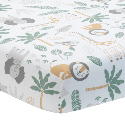 Lambs & Ivy Jungle Friends 100% Cotton Safari Animals Baby Fitted Crib Sheet Lambs & Ivy Jungle Friends 100% Cotton Safari Animals Baby Fitted Crib Sheet
