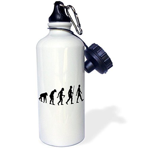 3dRose wb_108362_1"Evolution of Man" Sports Water Bottle, 21 oz, White