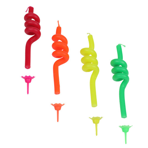 Chef Craft Classic Swirl Candles, 3.5 inches in Height 4 Piece Set, Red/Orange/Yellow/Green