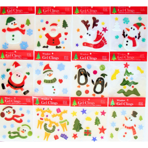 Chef Craft Select Holiday Christmas Gel Clings, 10 inch, Design May Vary