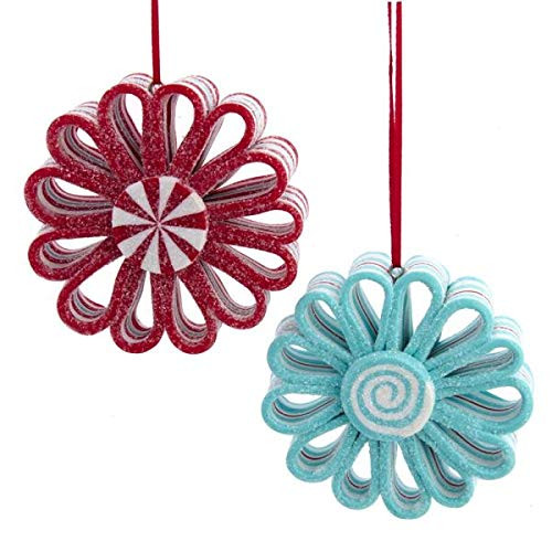 Kurt Adler Set/2 Candy Sour Belt Peppermint Red Christmas Tree Ornament Holiday Decor