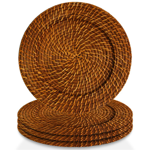ChargeIt by Jay Ch, Charge it by Jay Harvest Round Rattan Charger Plate - Set of 4, brown