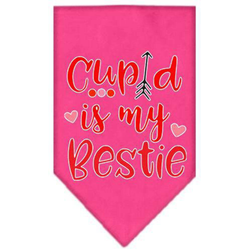 Mirage Pet Products Cupid is my Bestie Screen Print Bandana Bright Pink Small