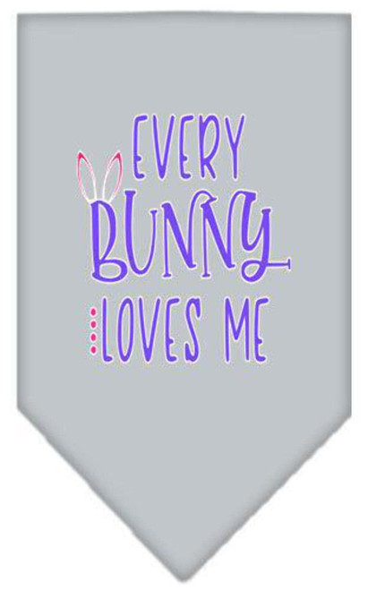 Mirage Pet Products EveryBunny Loves Me Screen Print Bandana Grey Small
