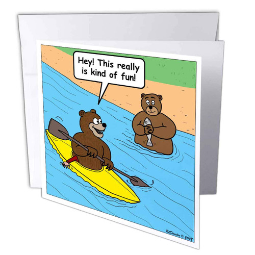 3dRose Bears Kayaking - Greeting Cards, 6 x 6", Set of 12 (gc_3910_2) 3dRose Bears Kayaking - Greeting Cards, 6 x 6", Set of 12 (gc_3910_2)