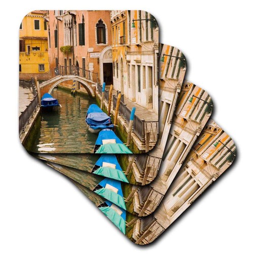 3dRose CST_82118_3 Small Canal & Bridge in Venice, Italy Eu16 Kpi0038 Kristin Piljay Ceramic Tile Coasters, (Set of 4)