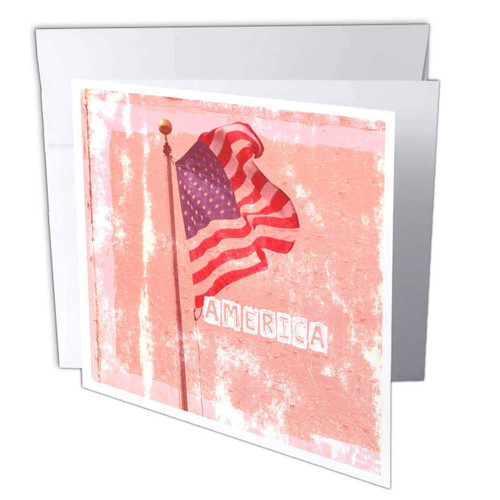 3dRose American Flag Art Patriotic Americana Greeting Cards, 6" x 6", Set of 6 (gc_29515_1)