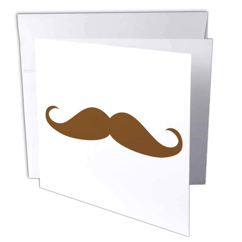 3dRose Brown Mustache Hipster Retro Humor Greeting Cards, 6" x 6", Set of 6 (gc_152055_1)
