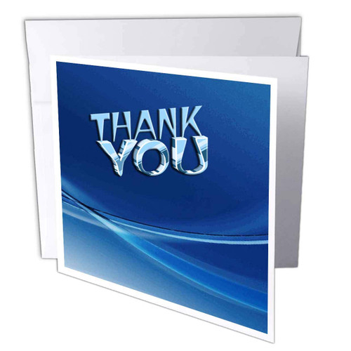 3dRose Thank You Blue Greeting Cards, 6" x 6", Set of 12 (gc_17504_2) 3dRose Thank You Blue Greeting Cards, 6" x 6", Set of 12 (gc_17504_2)