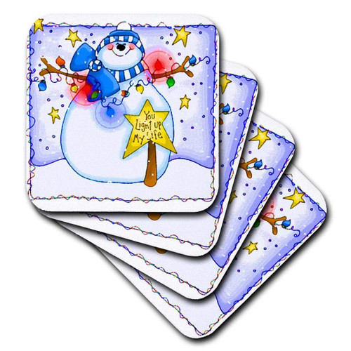 3dRose Christmas Snowman Greets You and Your Guests - Soft Coasters, Set of 8 (CST_184667_2)