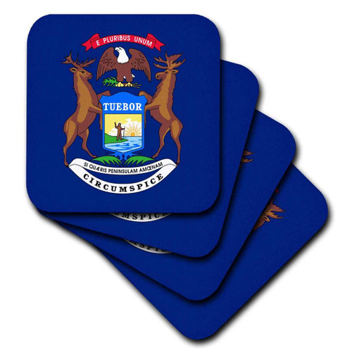 3dRose State Flag of Michigan (PD-US) - Ceramic Tile Coasters, Set of 4 (CST_57009_3)