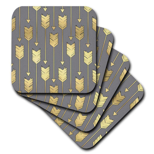 3dRose Grey and Gold Arrows Pattern - Ceramic Tile Coasters, Set of 4 (CST_219529_3) 3dRose Grey and Gold Arrows Pattern - Ceramic Tile Coasters, Set of 4 (CST_219529_3)