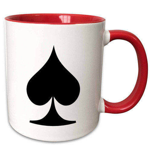 3dRose Playing cards. Spade. Cool design. Popular image. Two Tone Mug, 11 oz, Red