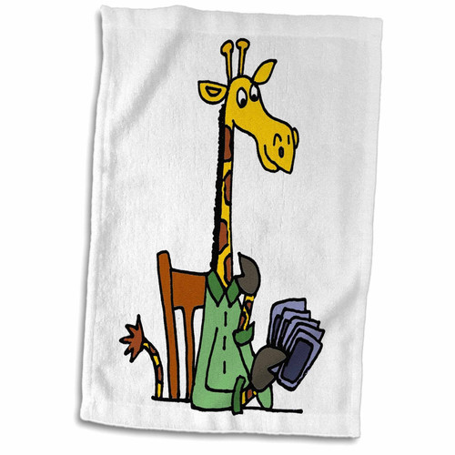 3D Rose TWL_244564_1 "Funny Giraffe Playing Card Game Towel, 15" x 22"