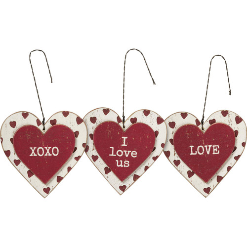 Primitives by Kathy Love; XOXO; I Love Us Decorative Ornament Set