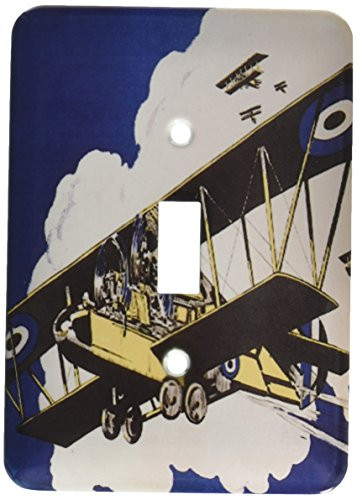 3dRose LLC lsp_35240_1 Blue Yellow Bi Plane Single Toggle Switch