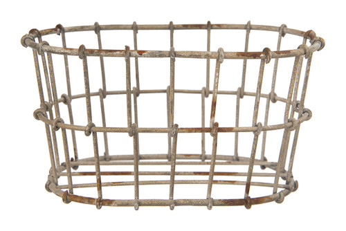 Creative Co-Op Distressed Metal Wire Basket, Brown
