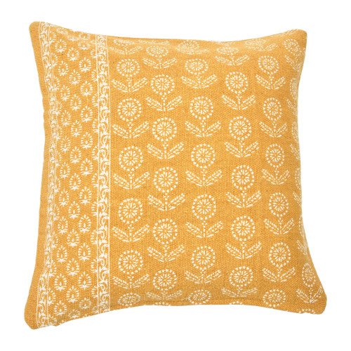 Creative Co-Op 20" Square Floral Fields Pillow Decorative Pillow Cover, Yellow