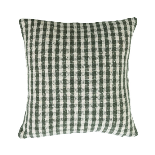 Creative Co-Op Woven Recycled Cotton Blend, Gingham, Green and White Pillow Covers, 18" L x 18" W x 1" H, Multicolor