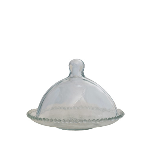 Creative Co-Op Glass Hobnail Edge Tray, Clear Cloche