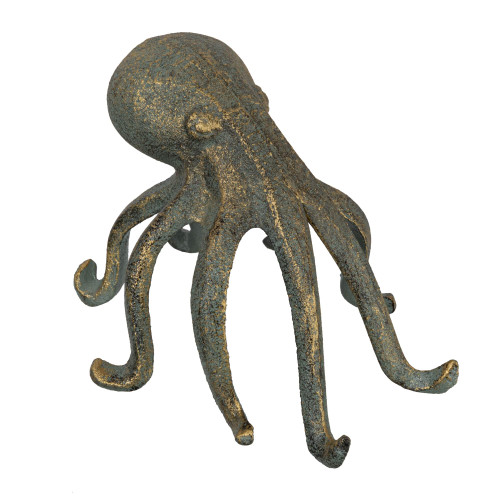 Creative Co-Op Eclectic Cast Iron Octopus Figurine Phone/Tablet Holder, Patina Finish Accent Decor