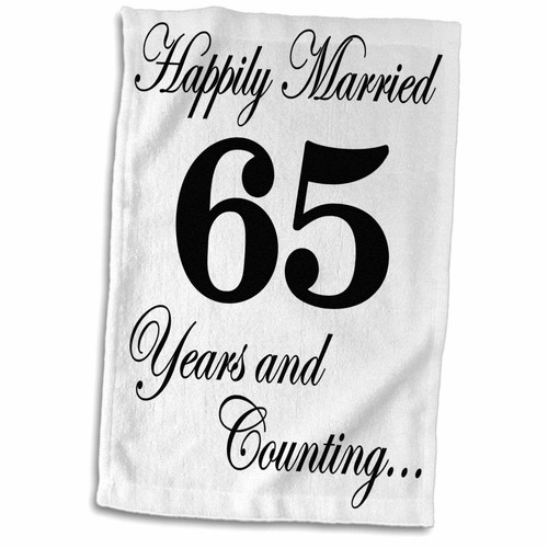 3D Rose Happily Married 65 Years and Counting. Black. TWL_193401_1 Towel, 15" x 22"
