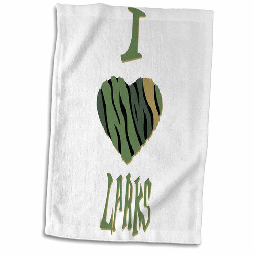 3D Rose Camo Colored Striped I Love Larks Hand/Sports Towel, 15 x 22