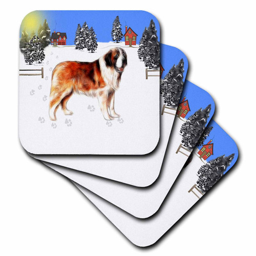3dRose CST_15756_2 St Bernard-Soft Coasters, Set of 8